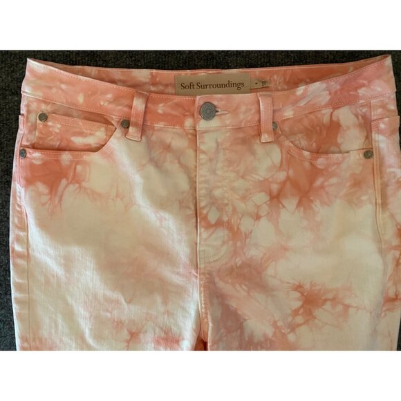 Soft Surroundings Ultimate Tie-Dye Ankle Jeans Womens‎ 8 White/Pink Skinny Denim - Picture 1 of 9